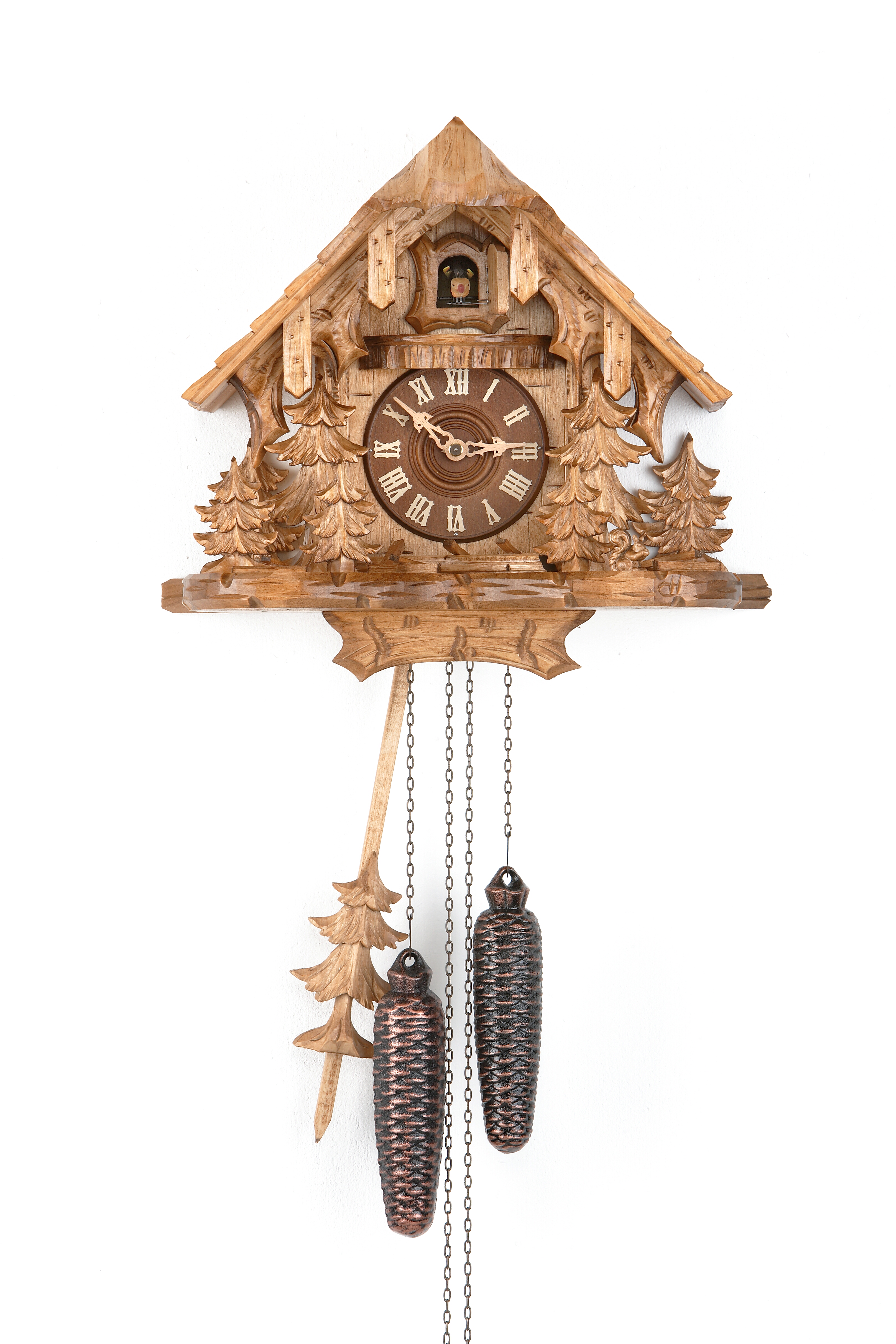 8 Tage Kuckucksuhr Schwarzwaldhaus mit Eichhörnchen  